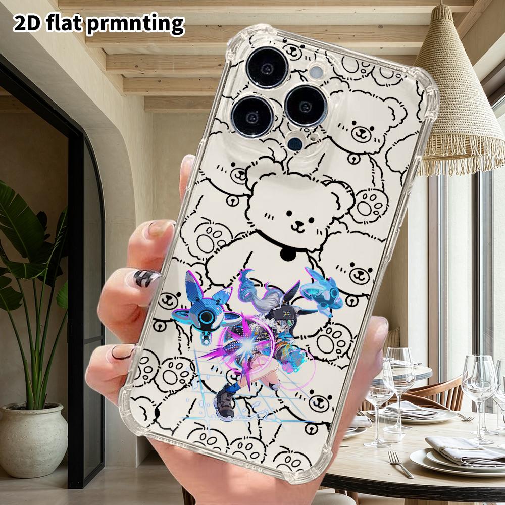 Phone Case: 2D flat suitable for iPhone 18 17 16 15 14 13 Pro, transparent four corner shockproof protective case, Silver Wolf, Christmas and Hallowee