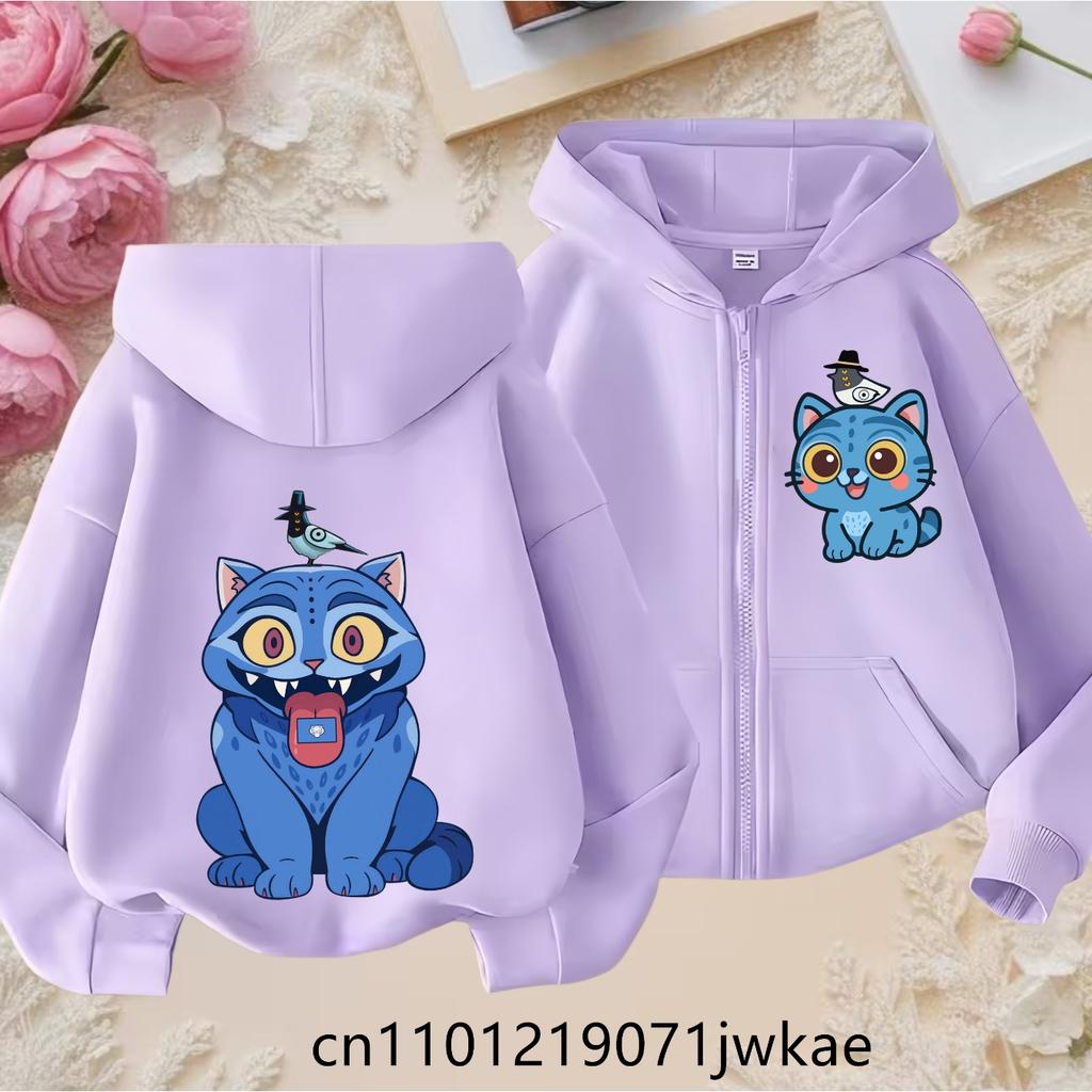 2025 New Purple Jacket Boys' and Girls' Sportswear Children's Top Hoodie KPop Devil Hunter Zipper Hoodie