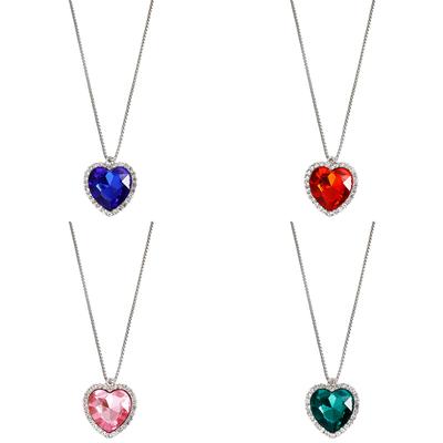 Acessórios, Colar Coração do Oceano Dia dos Namorados, Corrente de Suéter Azul Amor com Micro Diamantes
