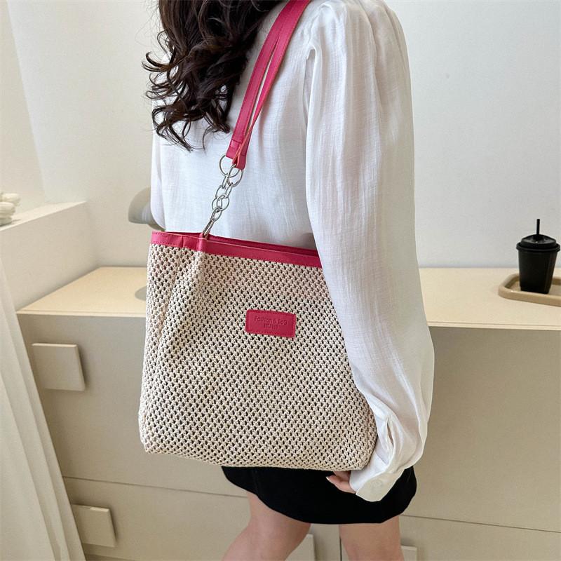 Chic Black Vintage Woven Shoulder Tote Bag For Women With Spacious Design Ideal For Daily Use