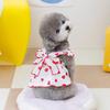 Dog Summer Dress Sweet Strawberry Pattern Bowknot Decor Princess Apparel Pet Skirt with Traction Ring Breathable Puppy Clothes for Small Dogs Cats
