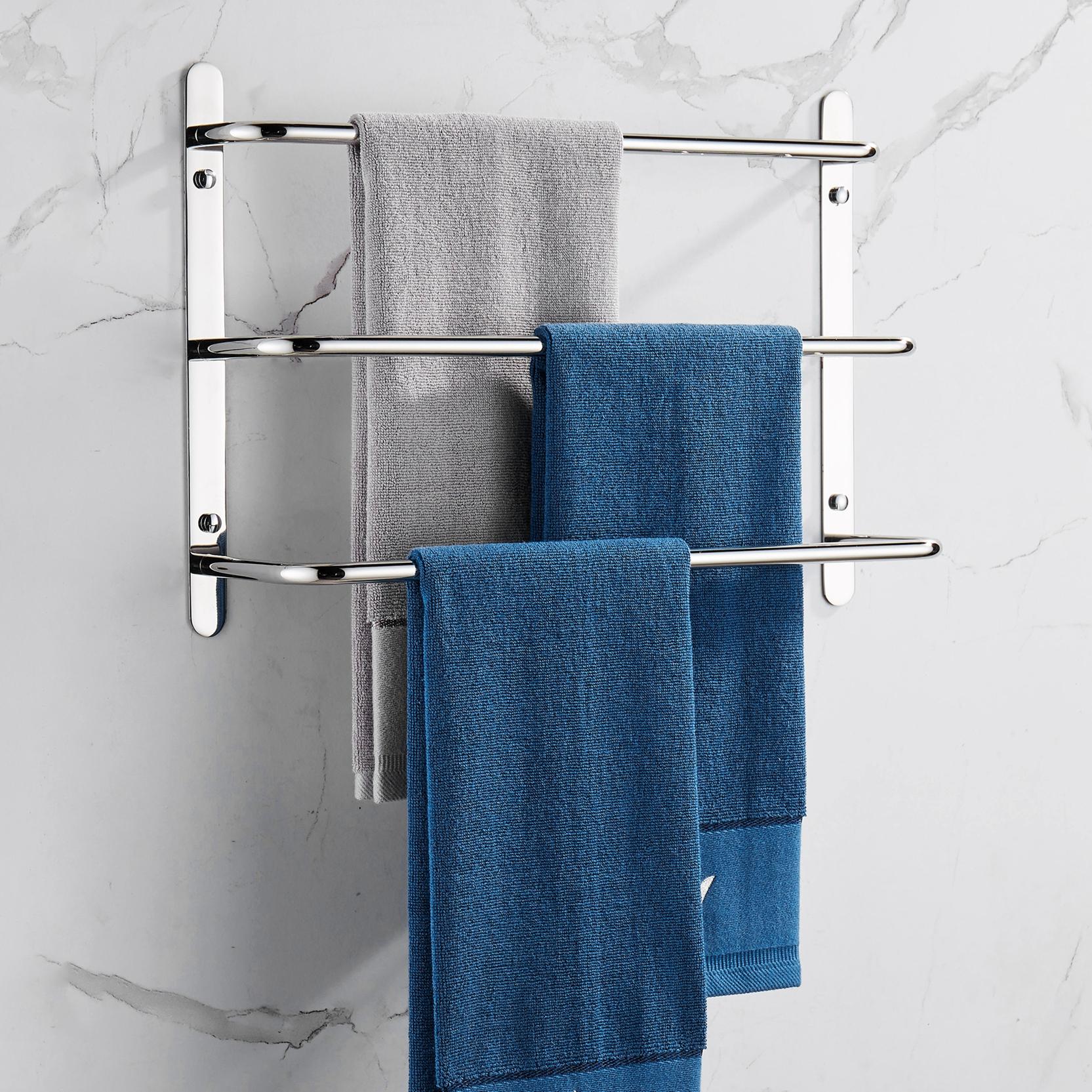 

Полированная серебряная нержавеющая сталь 304, аксессуары для ванной комнаты, вешалка для полотенец с тремя локтями