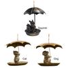Squirrel/Cat/Dog Metal Bird Feeders Animal Holding Umbrella Bird Feeder Set Hanging Bird Feeder Dish for Yard Patio Landscape