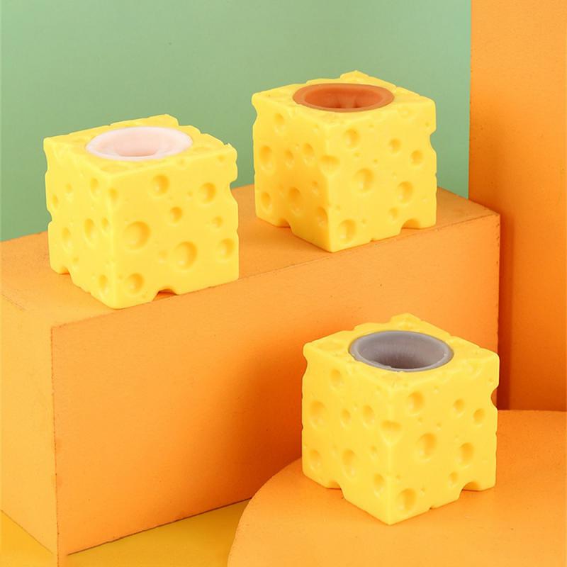 Pop Up Funny Mouse And Cheese Block Squeeze Anti Stress Toy Hide And Seek Figures Stress Relief Toys For Kids Adult