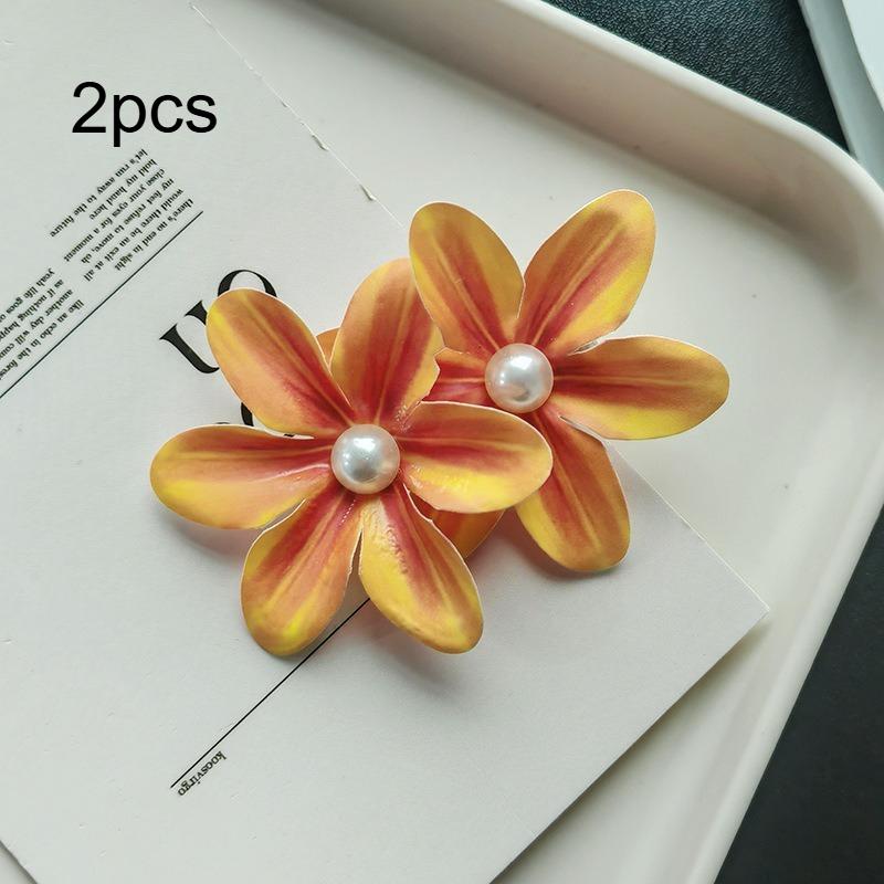 2pcsSweet Orchid Hair Clip Bohemian Style Headwears Seaside Beach Photo Side Clip Atmosphere Hair Clip for Women Sweet Headwear