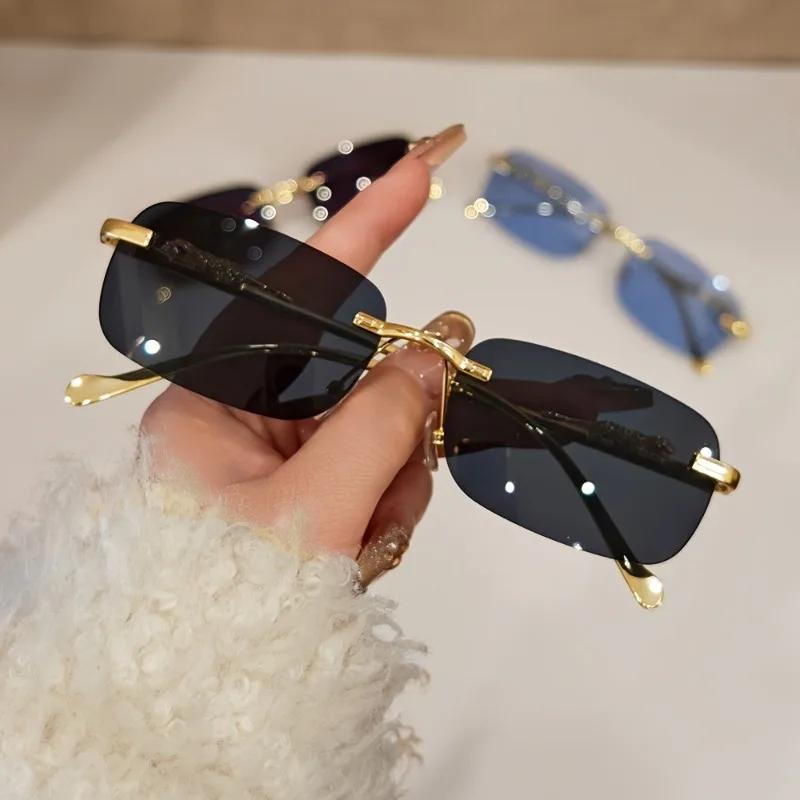 1Pcs Retro Sunglasses Men Fashion Rimless Sun Glasses Shades Cutting Lens Frameless Eyeglasses