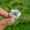 Promise Flower Adjustable Ring 925 Silver Natural Swiss Blue Topaz