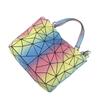 Bag Women's Geometric Rhombus Shoulder Bag Fashion Rainbow Bucket Bag Women's Folding Portable Oblique Span Bag