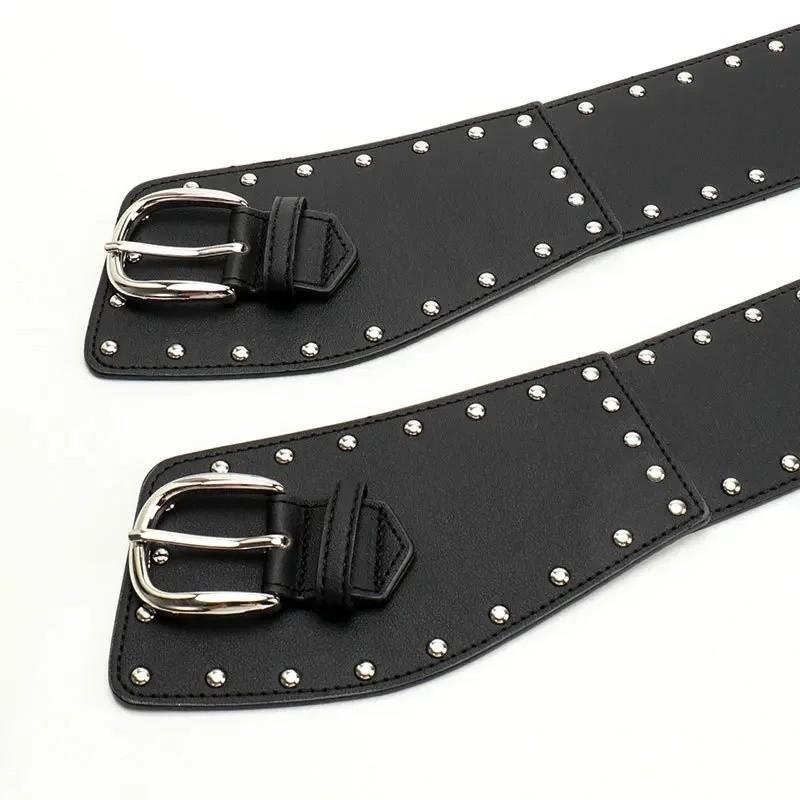 Vintage Irregular Wide Waist Belt With Alloy Buckle For Denim Pants Fashion Accessories