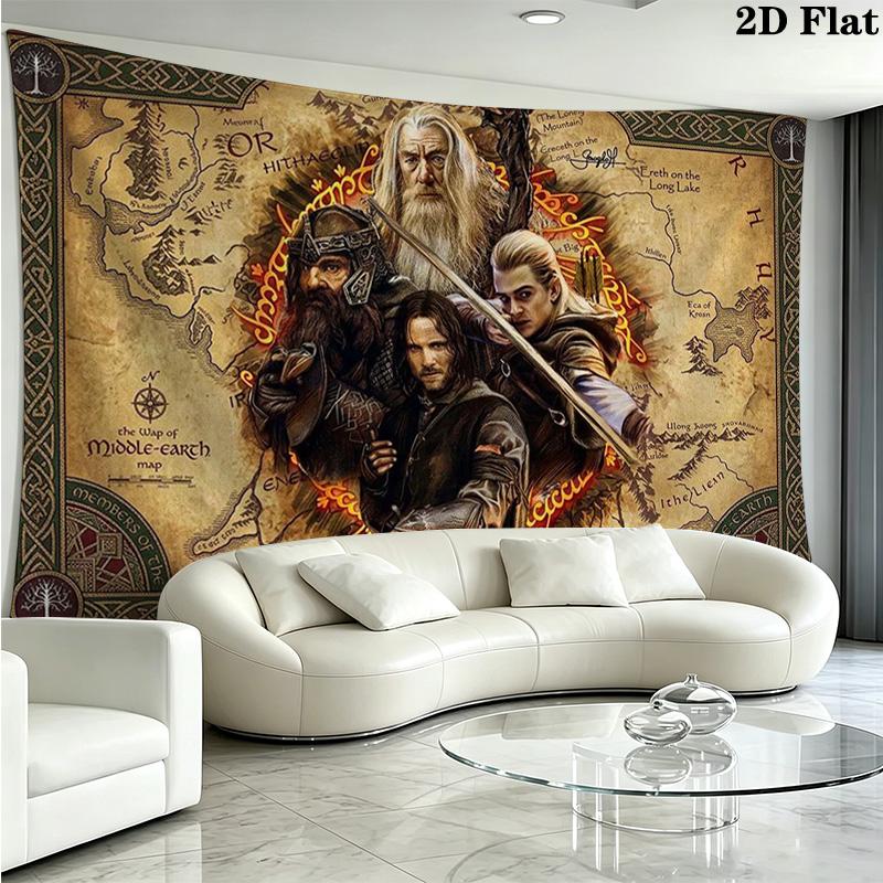Lord Rings Wall Tapestry Aesthetic Wall Hanging Printed Fabric Blanket Decorative Tapestries for Bedroom Living Room Home Decor
