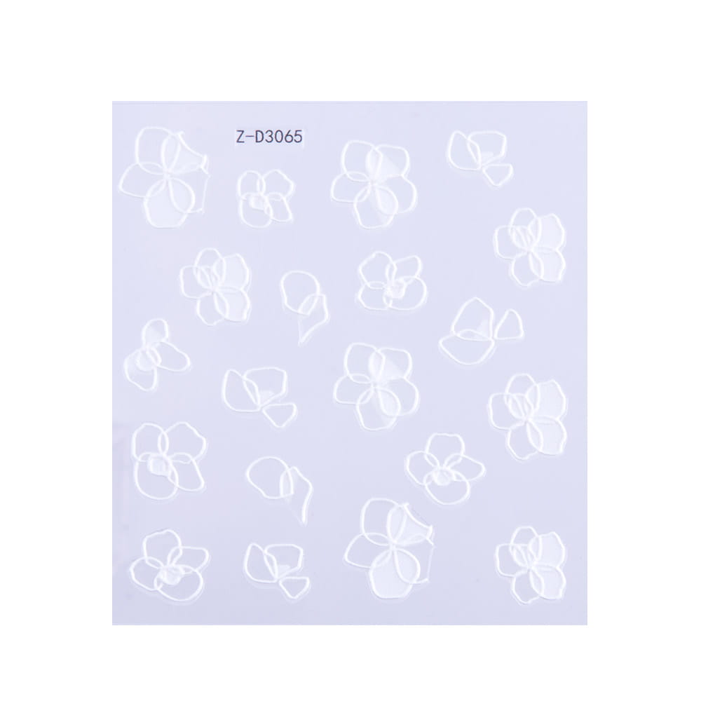 5D Adhesive Crystal Stickers Convex Acrylic Flowers Z-D3065 White