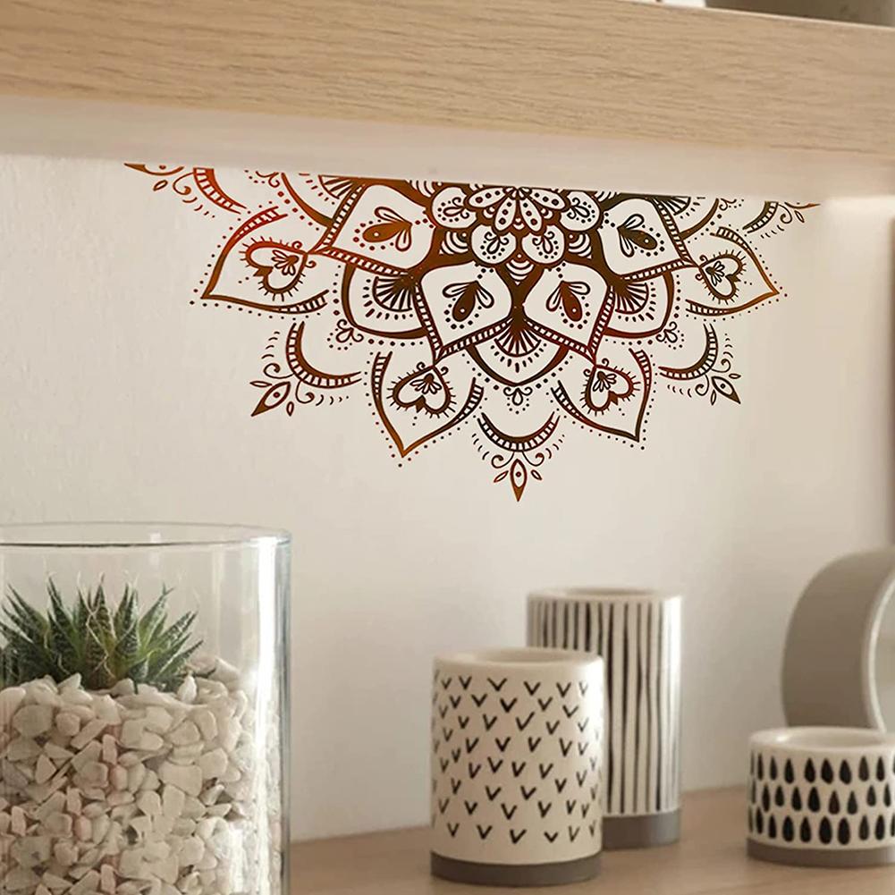 Lotus Wall Sticker Boho Mandala Flower Removable Wall Decals For Living Room Bedroom Tv Wall Decoration