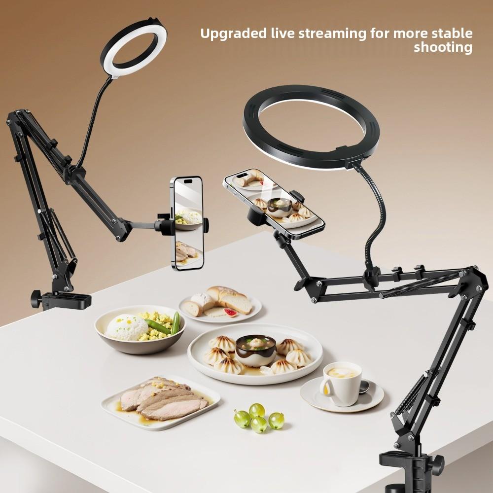 With Fill Light Telescopic Phone Stand Stable Clamp Type Phone Holder  Phone Accessories