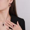 Jewelry Copper Bottom Gold-Plated Simulation Red Corundum Retro High-End Square Suit Women 12 * 16