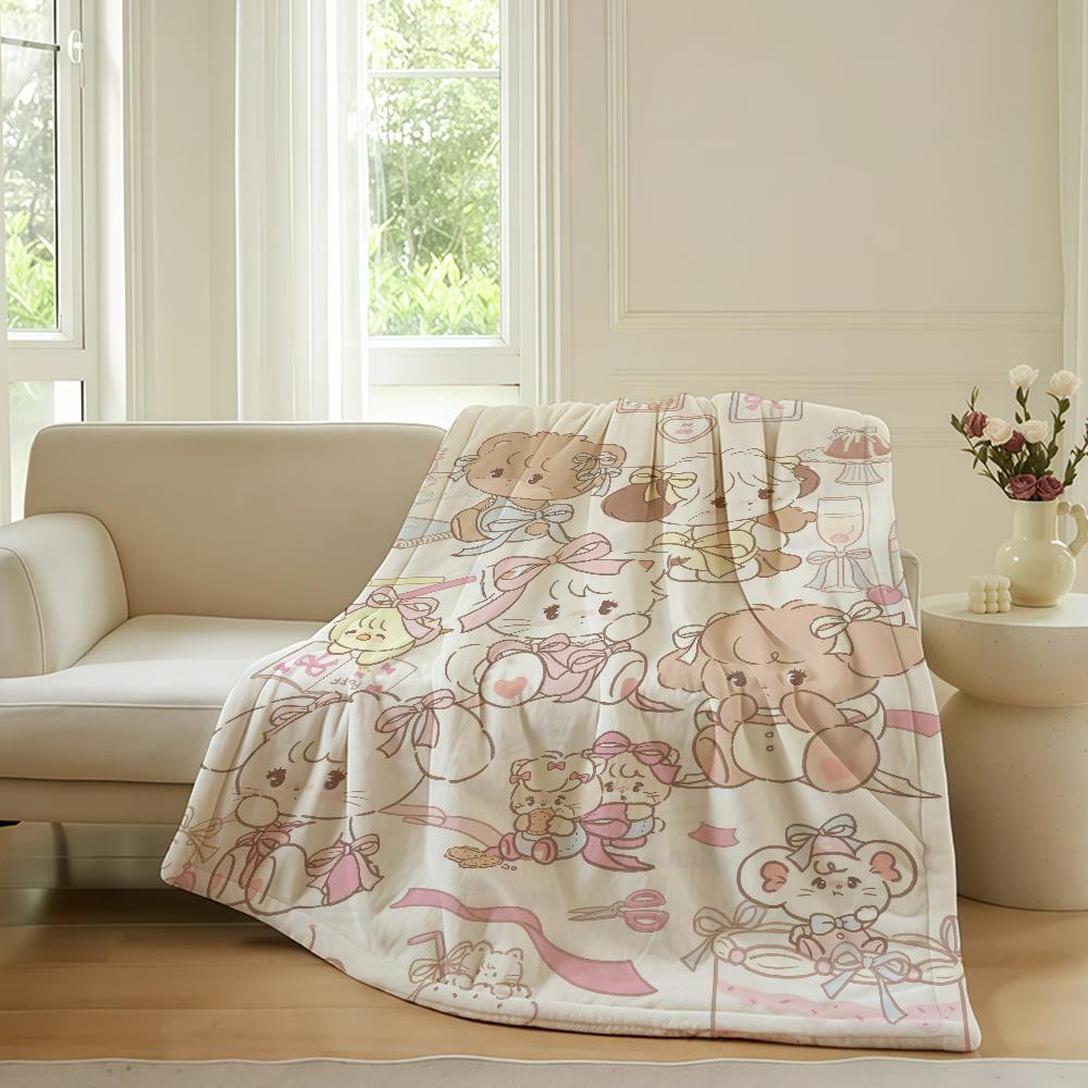 Kawaii Mikko Cartoon Blanket Warm Soft Suitable For Bedroom Sofa Bed Living Room Office Travel Camping Gifts