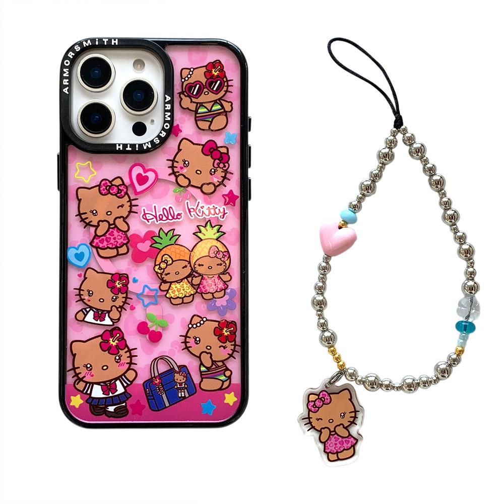 Sanrio Y2K Hello Kitty Cute Cartoon Magnetic Phone Case For IPhone 12 13 14 15 16 17 Pro Max Protective Cover with Stand Fundas