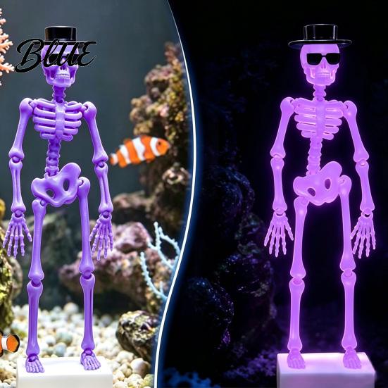 Interactive Skeleton Aquarium Decor Dancing Bubbler with Adjustable Air Flow Underwater 3D Printed Creative Fish Tank Ornaments Powered Moving Skull