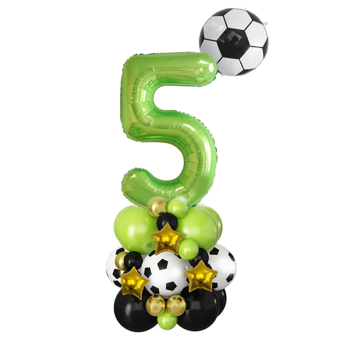 

32-дюймовый Цифровой Воздушный Шар-Колонка из Алюминиевой Пленки Фруктово-Зеленого Цвета с Цифрами Футбола для Украшения Детского Дня Рождения 32inch