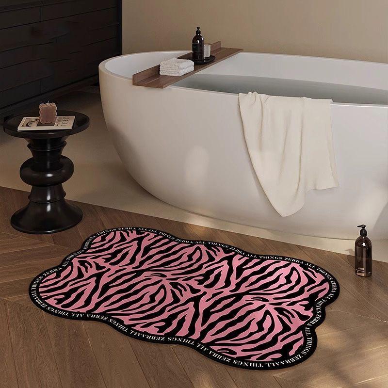 Toilet pink soft diatom mud absorbent foot pad bathroom retro quick-drying non-slip floor mat toilet door carpet