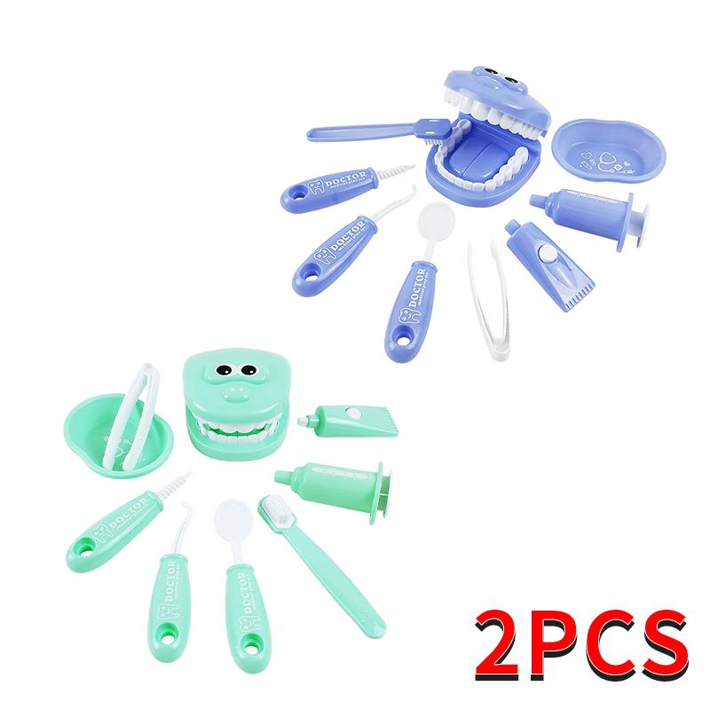 9PCS Plastic Dental Simulation Game Set, Children's Medical Set Hygiene Habit Cultivation Teaching Aid Intellectual Brushing Toy