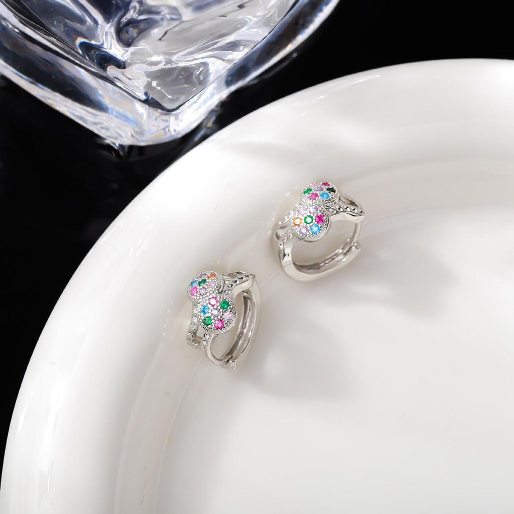 Colorful Zirconia Ear Cuff & Round Stud Earrings for Women