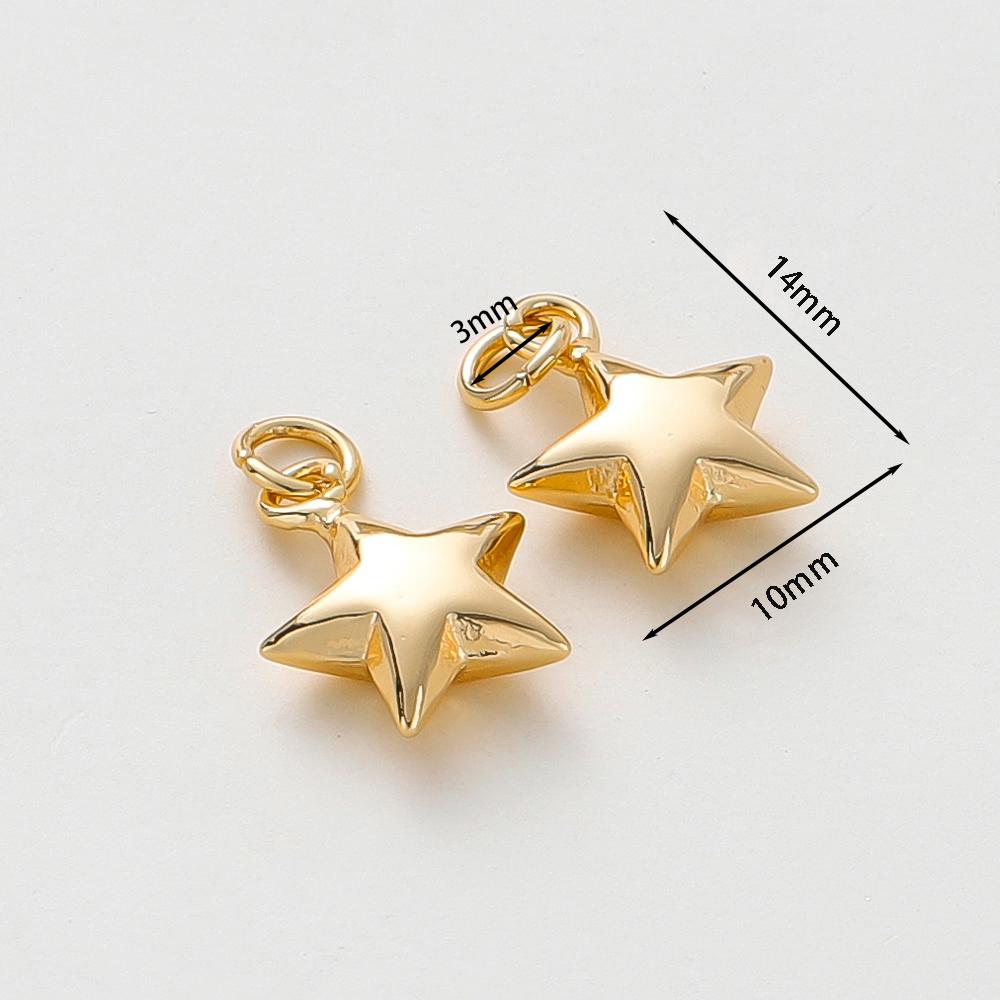 

2pcs/lot 18K Gold Color Plated 12*15mm Bracelet Star Brass Pendants Decorate Charms Fitting DIY Jewelry Making Accessories