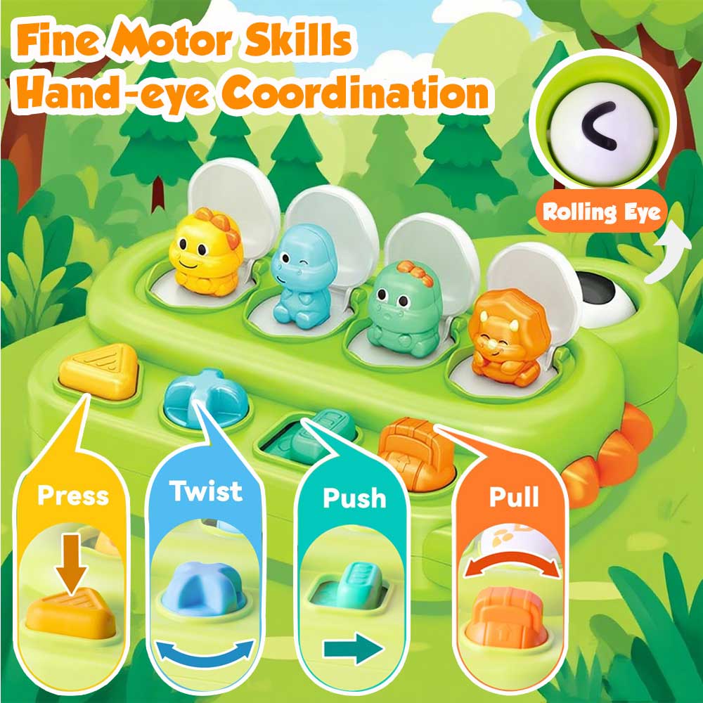 NEW Montessori Pop up Dinosaur Toys and Learning Boxes - Enhance Logic and Motor Skills Suitable for Children's Birthday Gifts
