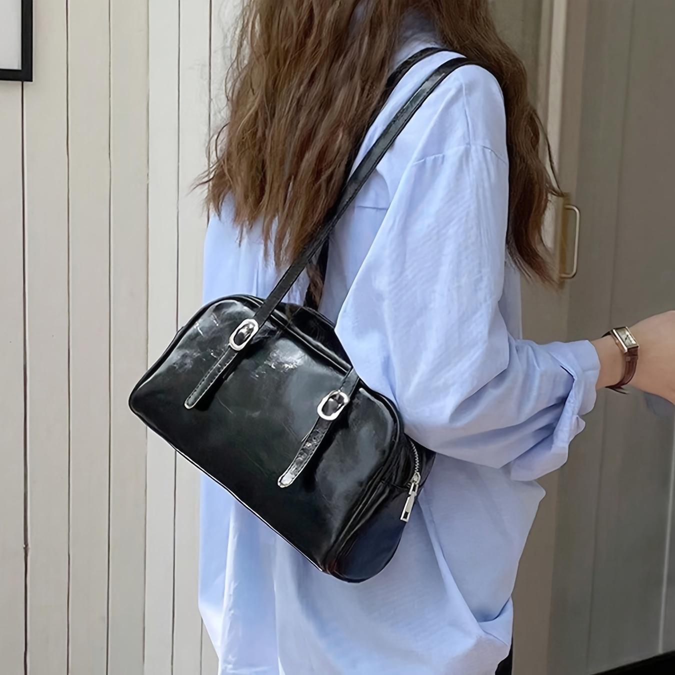 

Женская шикарная черная сумка через плечо из искусственной кожи, винтажная элегантная сумка с регулируемыми ремнями для повседневного использования чёрный