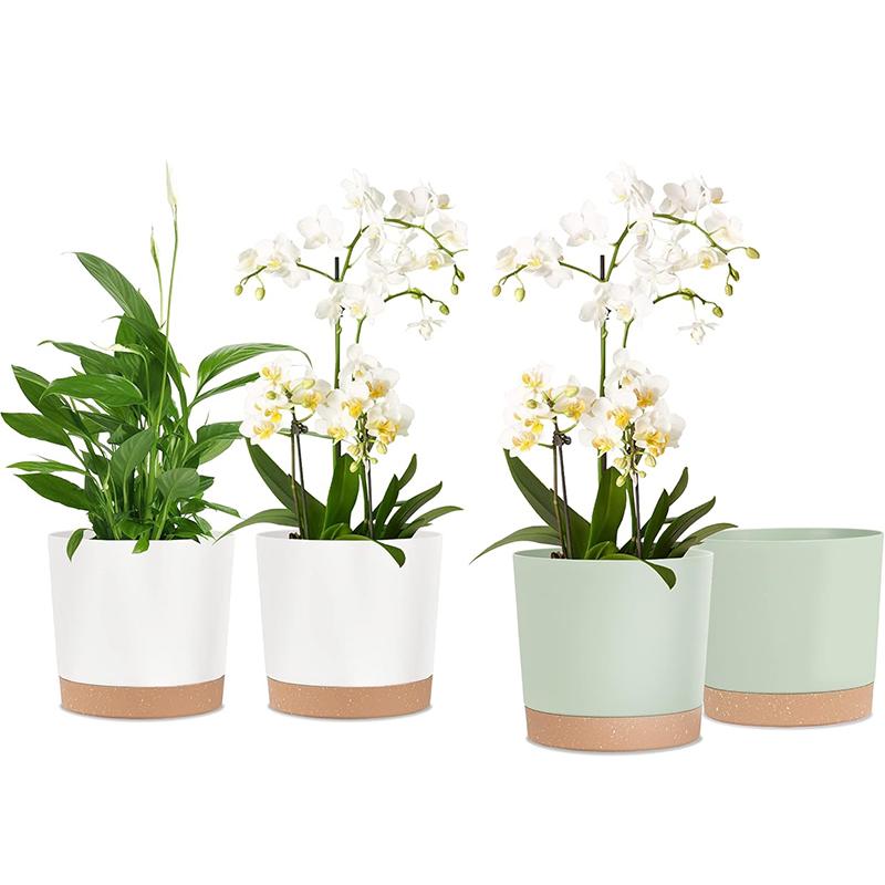 2Pcs Planters for Indoor Plants with Drainage Holes and Removable Base,Saucer Modern Decorative for Outdoor Garden Planters
