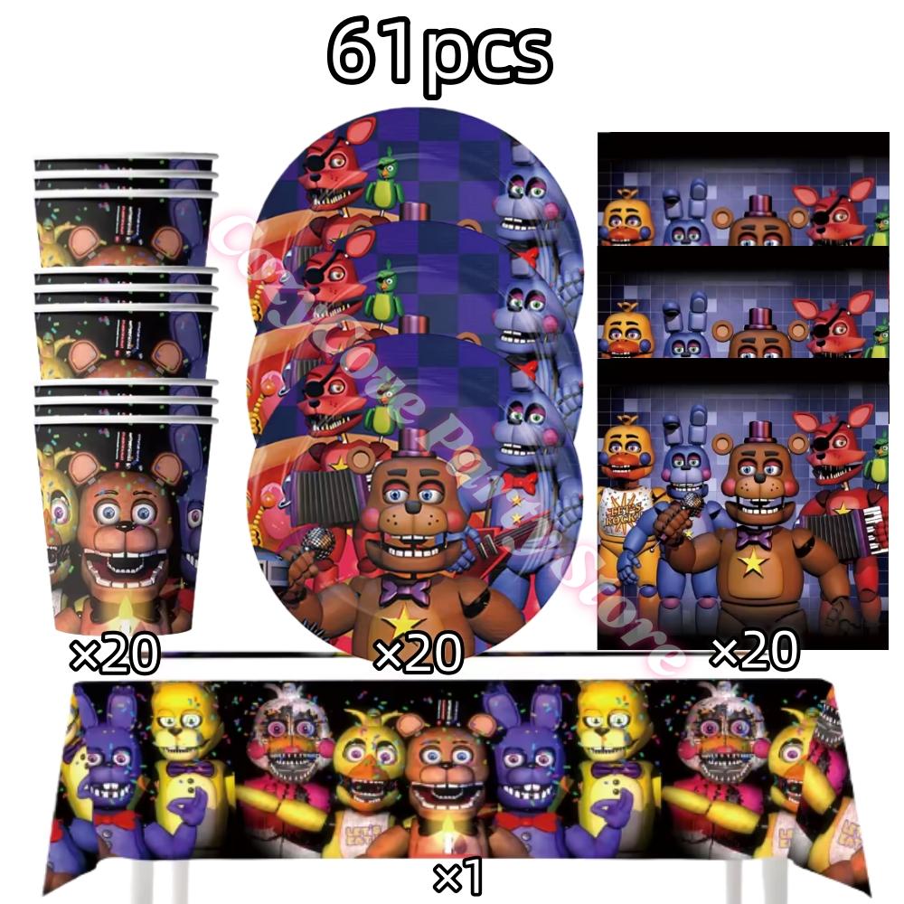 Neltoned Birthday Party Decoration Cups Plates Cake Topper Balloons For Kids Party Favors Freddyed Bear Gifts By Fnafs