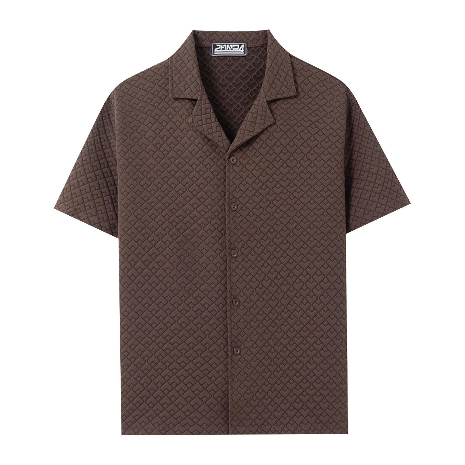 

Men s Summer Casual Flower Shirt Fabric Cuban Collar Short Sleeve Shirt -“2AND4” XXXL кавовий