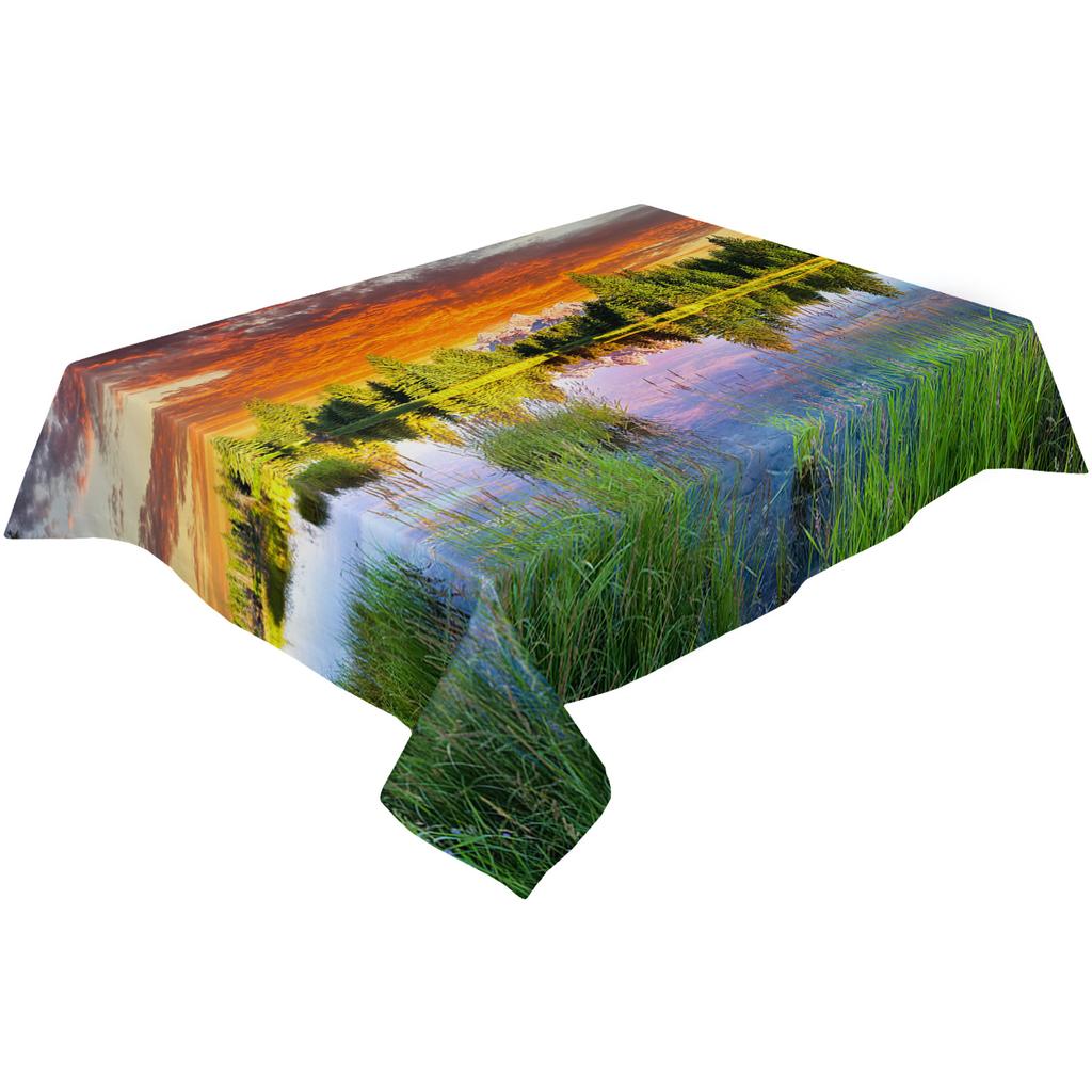 Dusk Mountain Forest Tablecloth Holiday Decor Waterproof Rectangular Tablecloths Wedding Decor Table Cover