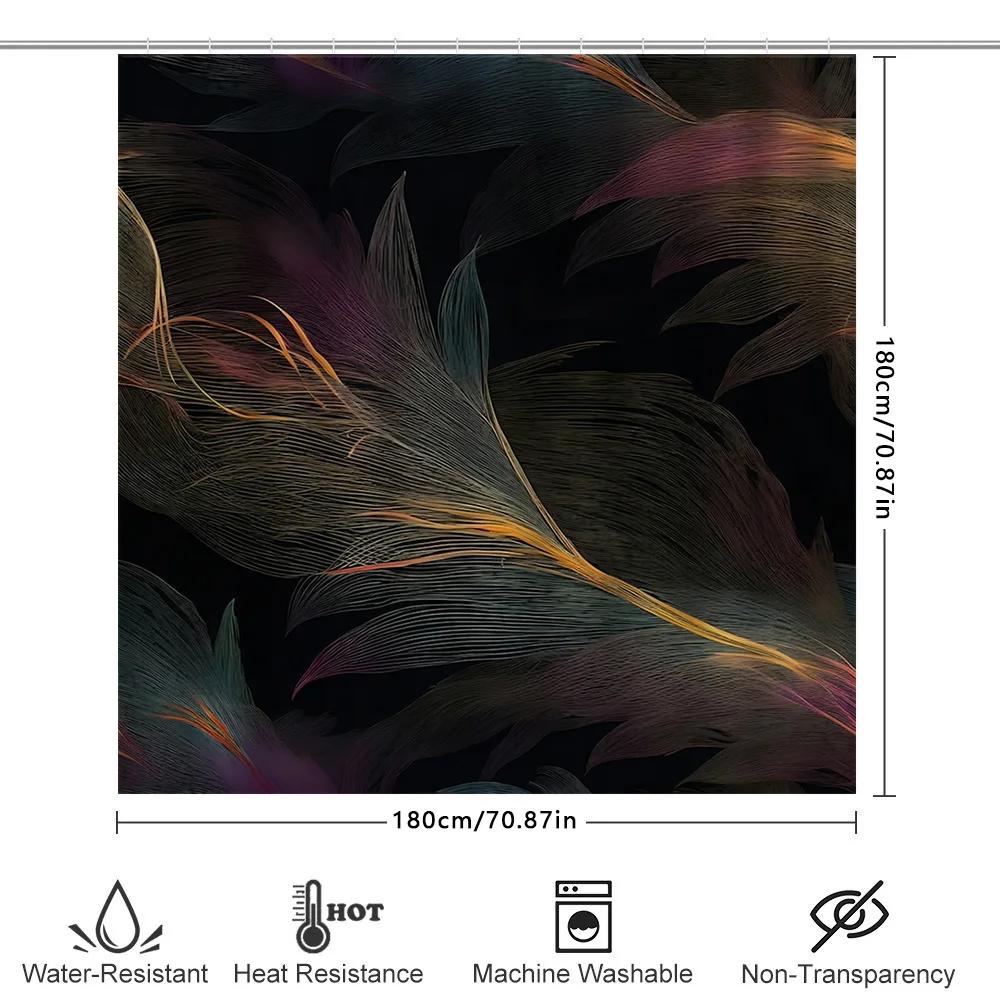Luxury Bathroom Shower Curtain With Colorful Feather Print Decor Waterproof Fabric For Bathrooms