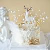 Christmas White Standing Deer Dolls, Plastic Deer Cake Topper, Xmas New Year Cake Decoration Tools, Party Supplies