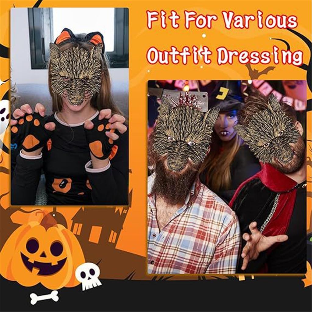 Unisex Gray Wolf Headbands and Tail Set for Kids Accessory for Halloweens Decoration and Birthday Party Costumes
