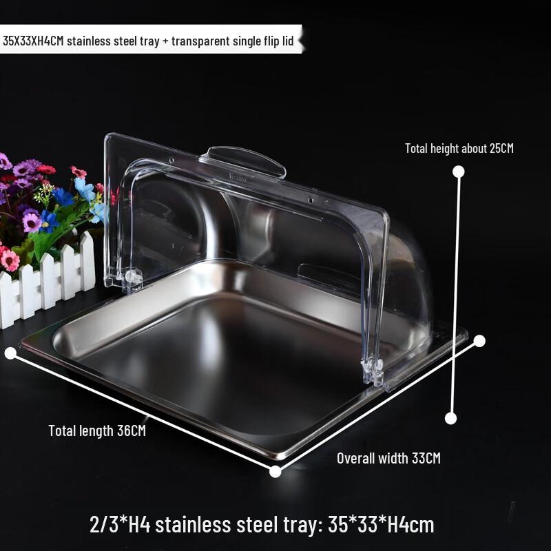 

Stainless Steel Buffet Display Tray with Transparent Lid