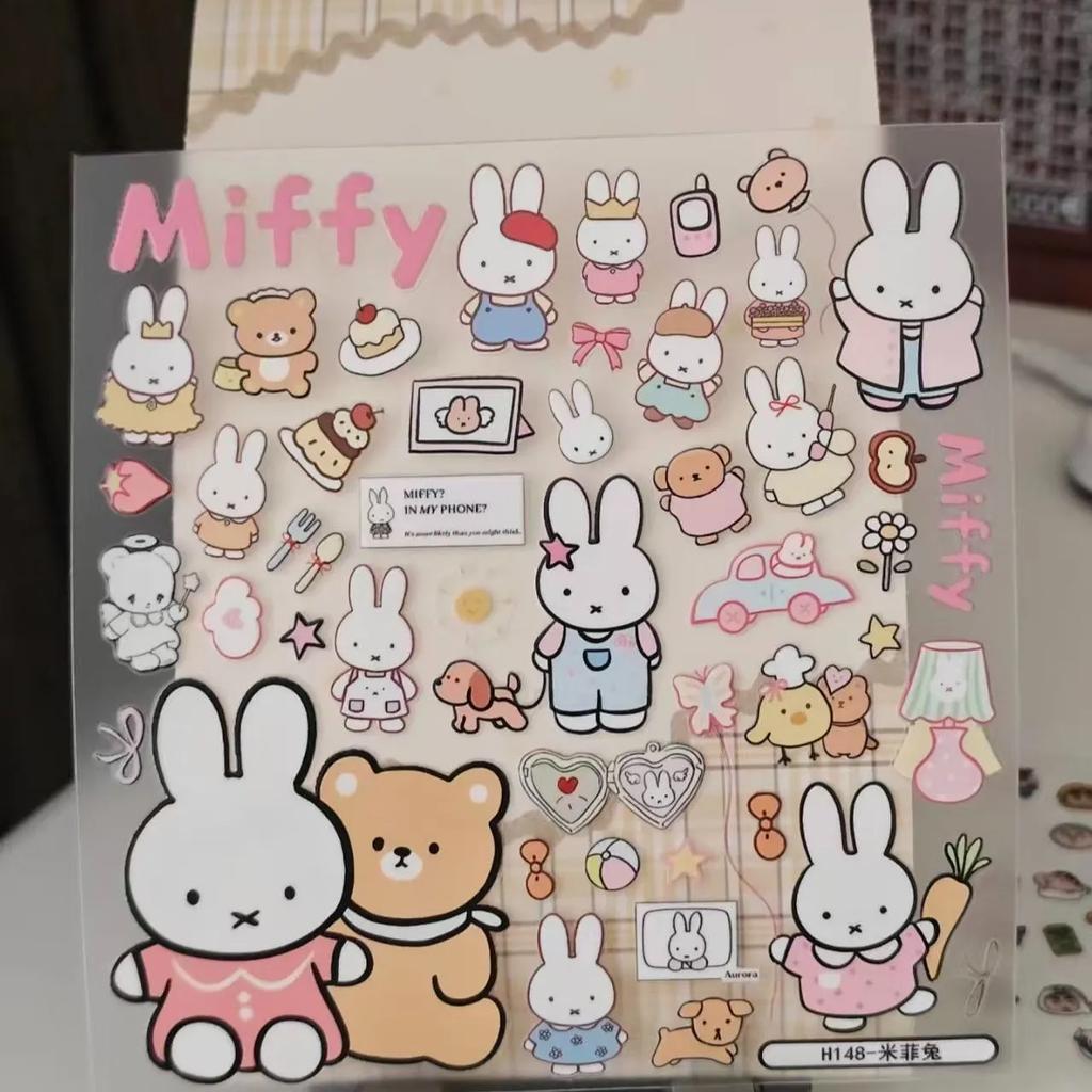 Kawaii Miffy Sticker Cartoon Cute Stickers Waterproof Goo Card Miffy Diy Notebook Water Bottle Phone Case Decorative Picture