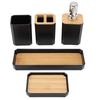 Bathroom Accessories Set Bath Ensemble Set with Toothbrush Holder Cup Lotion Bottles Soap Dish Tray Black