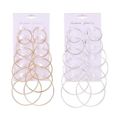 Fashion 6 Pairs Small Big Circle Hoop Earrings For Women Steampunk Round Earring Sets Female Jewelry