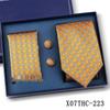 Men's Black Striped 3-Piece Gift Set: Hand-Tied 8cm Tie with Pocket Square & Cufflinks