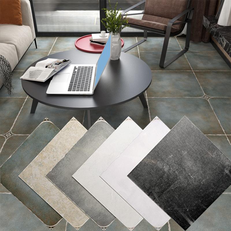 8Pcs Wall Sticker Self Adhesive Tiles Waterproof PVC Floor Stickers Marble Bathroom Ground Wallpapers Bedroom Retro Tile Sticker