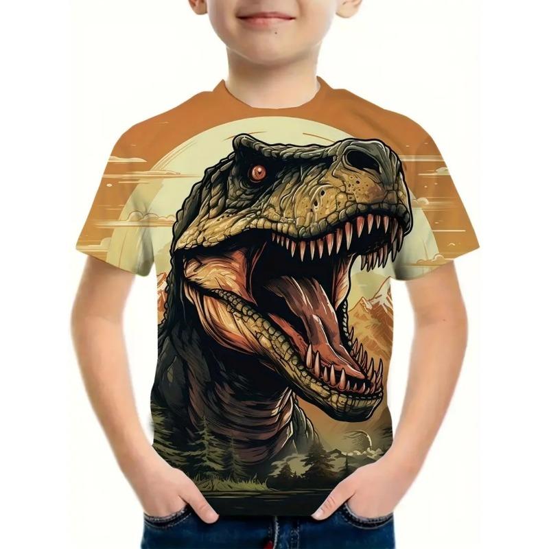 Boys Kids Clothes 3D Print Cartoon Dinosaur Graphic T Shirts
