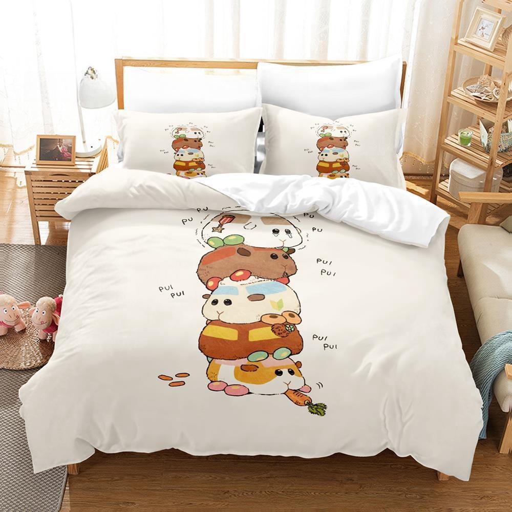 

Pui Pui Molcar Bedding Set Single Twin Full Queen King Size Bed Set Adult Kid Bedroom Duvet Cover Sets 3D Anime Bed Sheet Set EU single(135x200cm)