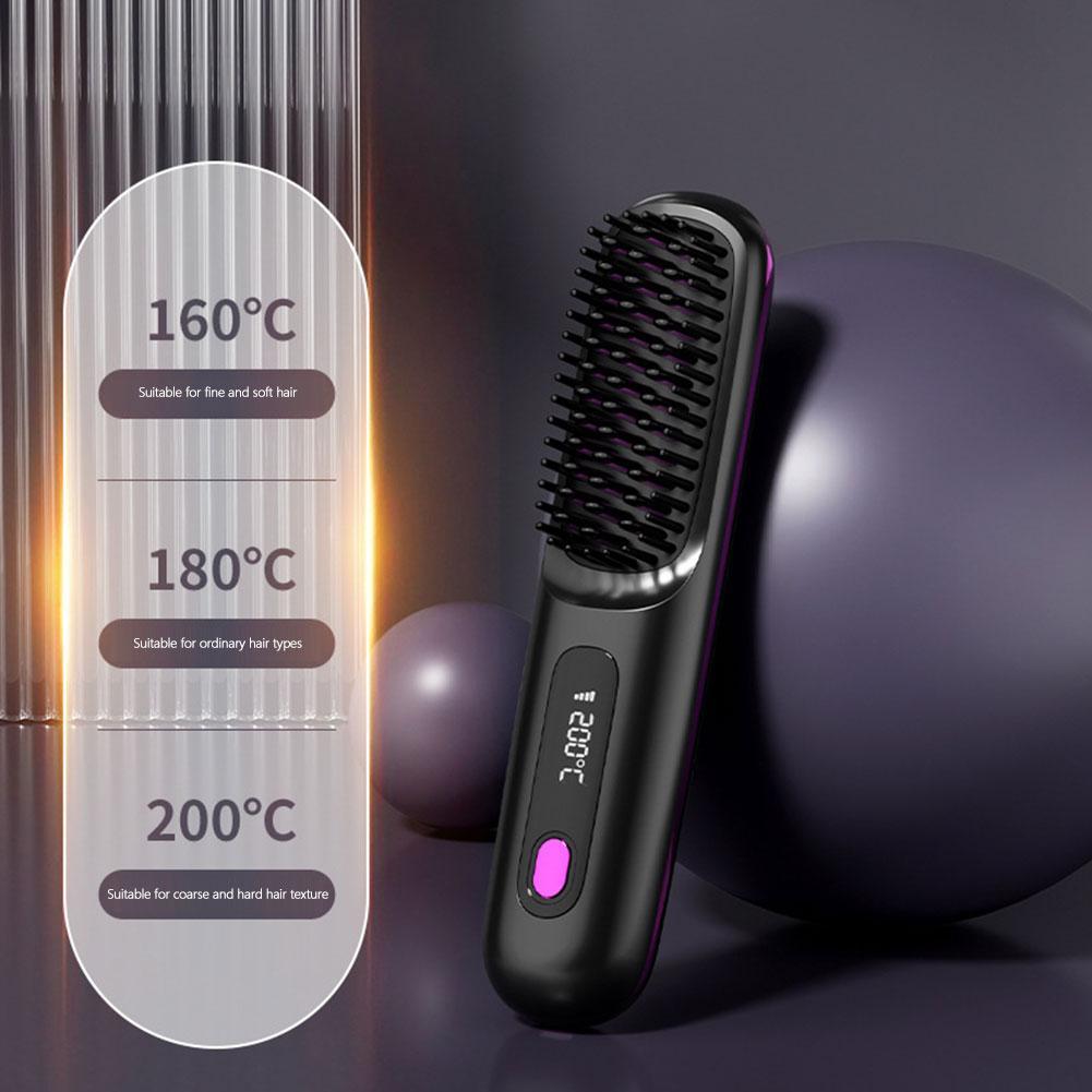 2 in 1 Hair Straightener Curling Brush LCD Digital Display Constant Temperature Hair Care Anti-Scald Nano-Ceramic Styling Tool