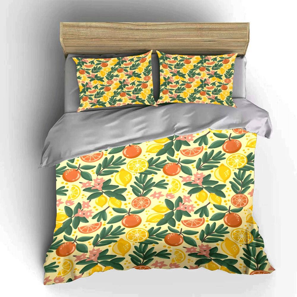 Citrus Pattern Three-Piece Set for Decor Exquisite Three-piece Bedding Set Gift for Kids and Adults
