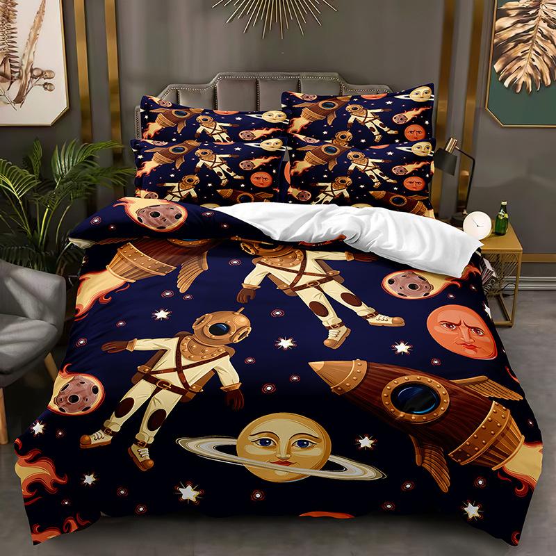 3D Space Cartoon Pattern Bedding Set Kid Boys Baby Quilt Cover Pillowcase 2/3pcs Single Double Bed Cover Gift Bed Set