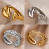 Irregular Heart Design Stainless Steel Open Rings For Women Gold Color Wedding Aesthetic Ring Jewelry Accessories Christmas Gift