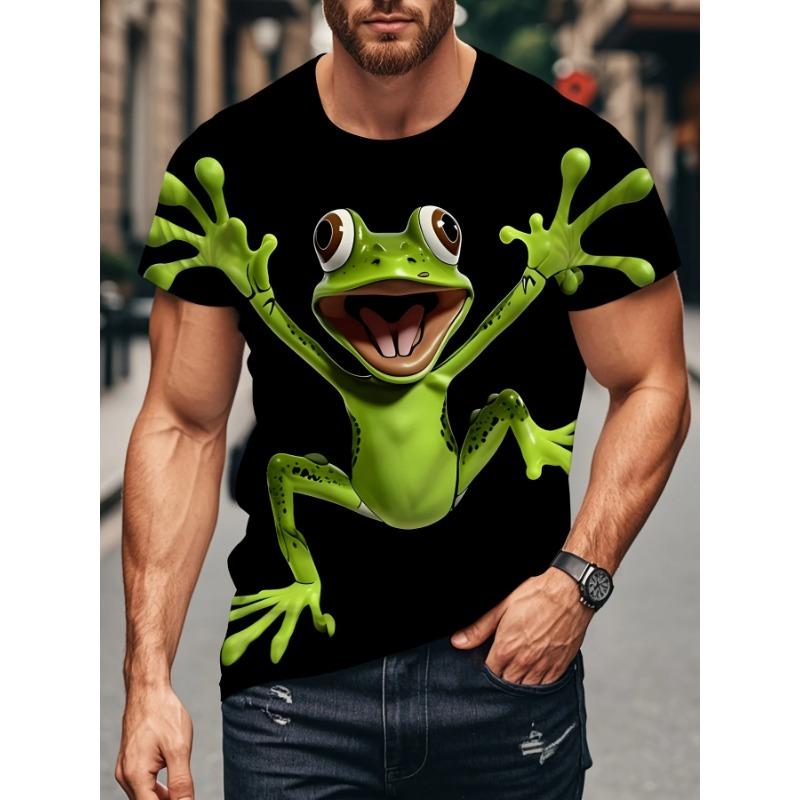 Cartoon Animal Frogs Pattern 3d Printed T-Shirts Casual Round Neck Short Sleeved Men's T-shirts