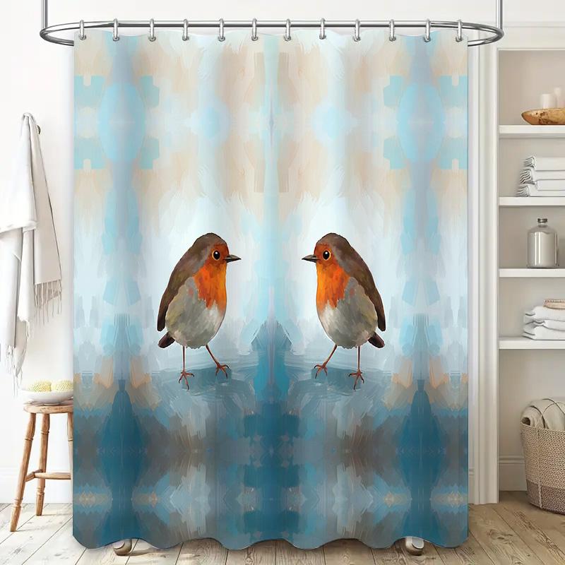Bird Shower Curtain Forest Animals Nature Decor Waterproof Bathroom Set Vintage Rustic Farmhouse Home Decor Scenic Wall Hanging