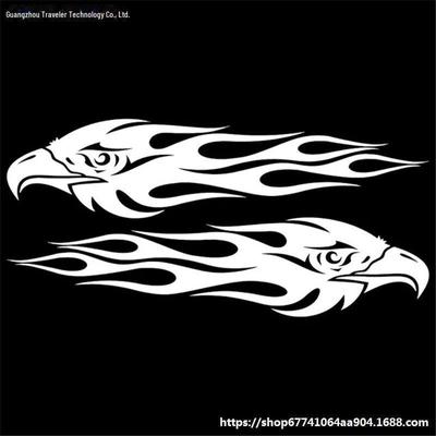Eagle Flame Motorcycle Decals: Waterproof, Sunscreen, Scratch-Blocking Pair.